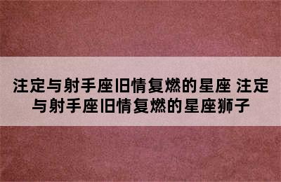 注定与射手座旧情复燃的星座 注定与射手座旧情复燃的星座狮子